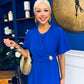 Naomi Gold Clasp Detailed Midi Dress Cobalt