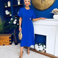 Naomi Gold Clasp Detailed Midi Dress Cobalt