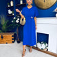 Naomi Gold Clasp Detailed Midi Dress Cobalt