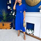 Naomi Gold Clasp Detailed Midi Dress Cobalt