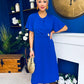 Naomi Gold Clasp Detailed Midi Dress Cobalt