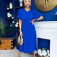 Naomi Gold Clasp Detailed Midi Dress Cobalt