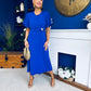 Naomi Gold Clasp Detailed Midi Dress Cobalt