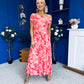 Hope Off The Shoulder Mesh Midi Dress Floral Coral