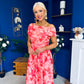 Hope Off The Shoulder Mesh Midi Dress Floral Coral