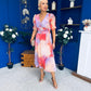 Mirren Banded Midi Dress Marble Coral