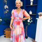Mirren Banded Midi Dress Marble Coral