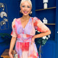 Mirren Banded Midi Dress Marble Coral
