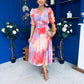 Mirren Banded Midi Dress Marble Coral