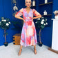 Mirren Banded Midi Dress Marble Coral