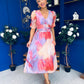 Mirren Banded Midi Dress Marble Coral