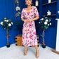 Mirren Banded Midi Dress Floral Blush