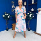 Mirren Banded Midi Dress Floral Pwr Pink