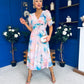Mirren Banded Midi Dress Floral Pwr Pink