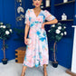 Mirren Banded Midi Dress Floral Pwr Pink