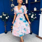 Mirren Banded Midi Dress Floral Pwr Pink