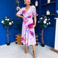 Mirren Banded Midi Dress Floral Lavender