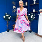 Mirren Banded Midi Dress Floral Lavender