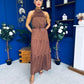 Zaynab Halterneck Tiered Maxi Dress Polka Brown