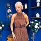 Zaynab Halterneck Tiered Maxi Dress Polka Brown