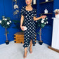 Heidi Detail Ruched Midi Dress Burnout Polka Black