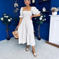 Leah May Puff Sleeve Midi Dress Check Beige
