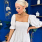 Leah May Puff Sleeve Midi Dress Check Beige