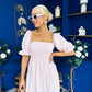 Leah May Puff Sleeve Midi Dress Check Pink