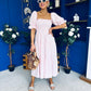 Leah May Puff Sleeve Midi Dress Check Pink