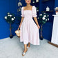 Leah May Puff Sleeve Midi Dress Check Pink