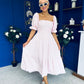 Leah May Puff Sleeve Midi Dress Check Pink