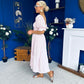 Leah May Puff Sleeve Midi Dress Check Pink
