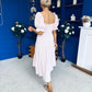 Leah May Puff Sleeve Midi Dress Check Pink