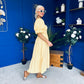 Leah May Puff Sleeve Midi Dress Check Yellow