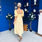 Leah May Puff Sleeve Midi Dress Check Yellow