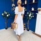 Leah May Puff Sleeve Midi Dress Check Blue