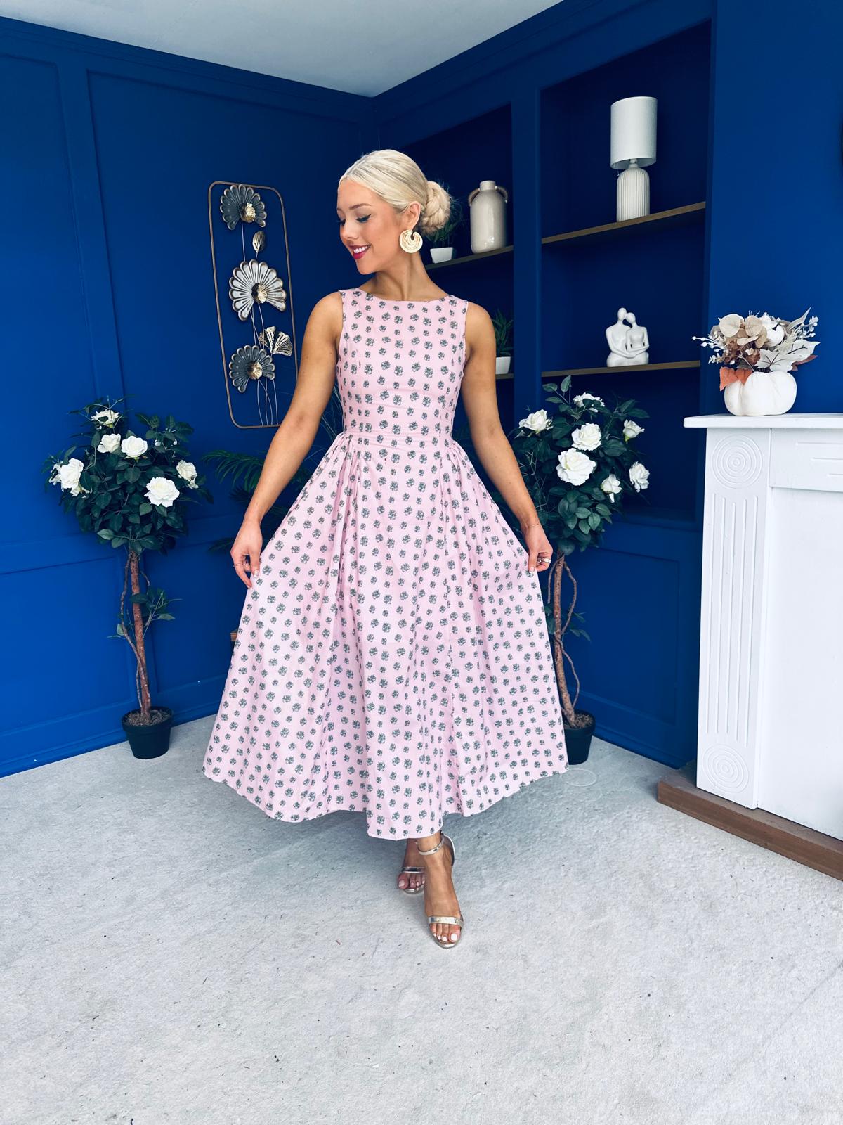 Delilah Detailed Occasion Midi Dress Pink