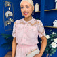 Darla Crochet Top & Skirt Set Baby Pink