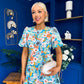 Allyson Puff Sleeve Round Neck Mini Dress Floral Blue