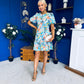 Allyson Puff Sleeve Round Neck Mini Dress Floral Blue