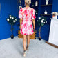 Lori Drape Detail Mini Dress Geo Coral