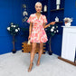 Trasa Banded Mini Dress Floral Peach