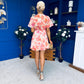 Trasa Banded Mini Dress Floral Peach