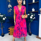 Roise Plunge Neck Midi Dress Floral Violet