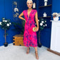 Roise Plunge Neck Midi Dress Floral Violet