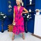 Roise Plunge Neck Midi Dress Floral Violet