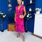 Roise Plunge Neck Midi Dress Floral Violet
