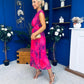 Roise Plunge Neck Midi Dress Floral Violet