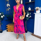 Roise Plunge Neck Midi Dress Floral Violet