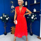 Roise Plunge Neck Midi Dress Polka Coral